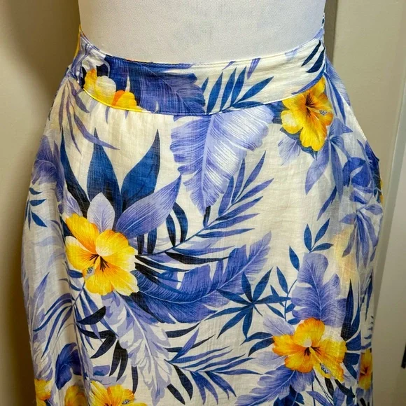 JOA Los Angeles Revolve Hawaiian A Line Skirt in Blue Iris with Pockets Sz S - Picture 3 of 13